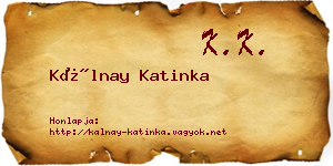 Kálnay Katinka névjegykártya